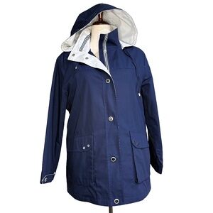 🌂 Plus Size 1X Mackintosh New England Navy Hooded Rain Jacket